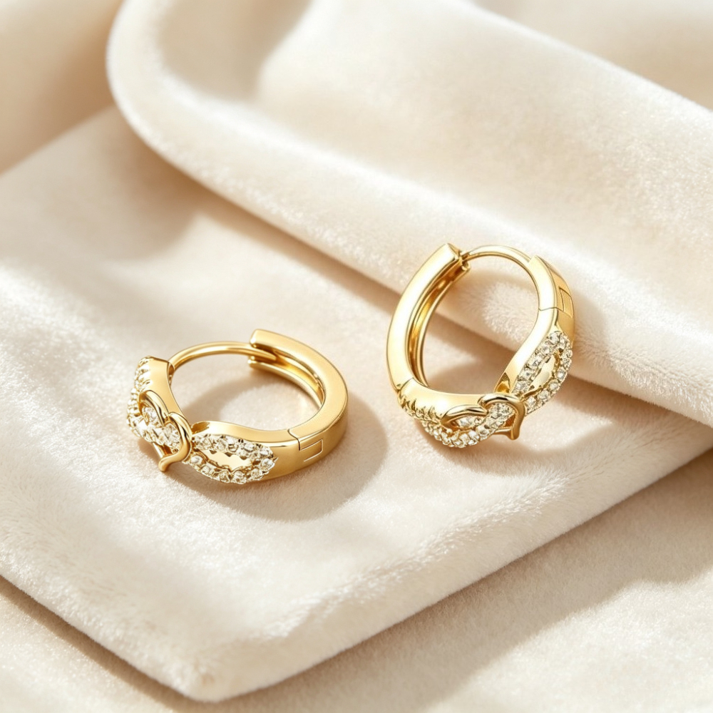 Women's Stainless Steel Hollow-Out Zirconia Drop Earrings